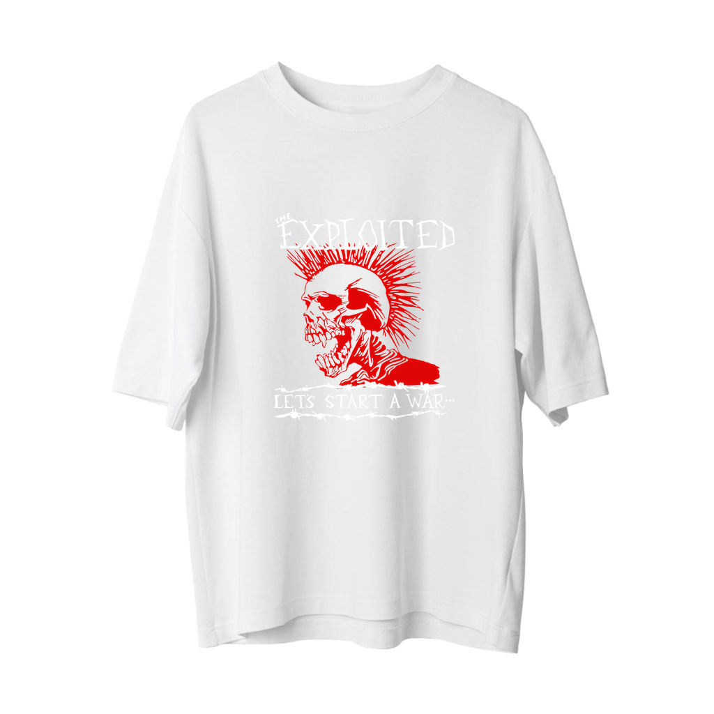 Punk Rock Müzik Teması Grafik Baskılı Erkek Oversize Tişört