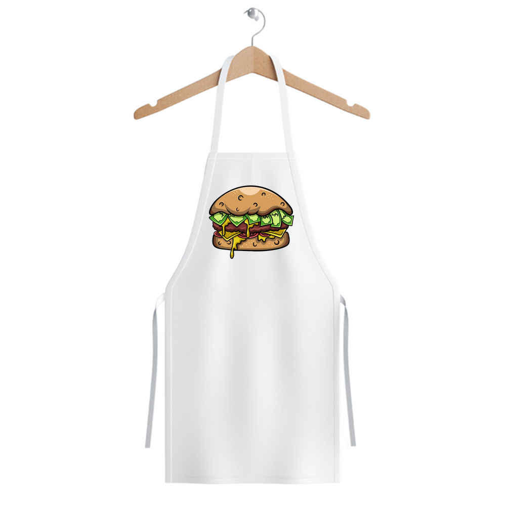 Dolar Banknotlu Hamburger Tasarımı Baskılı Unisex Mutfak Önlüğü