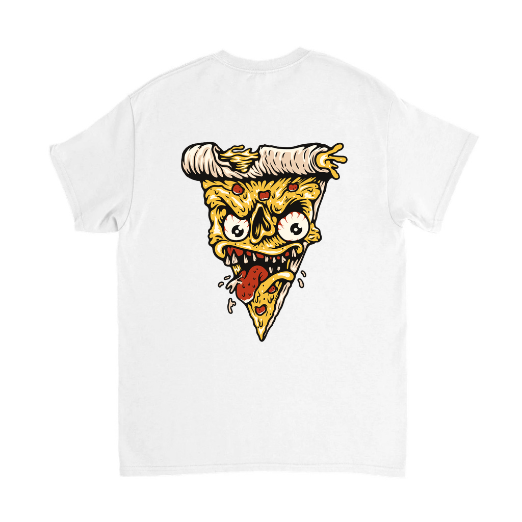 Korkunç Pizza Dilimi Yüz Baskılı Erkek Tişört