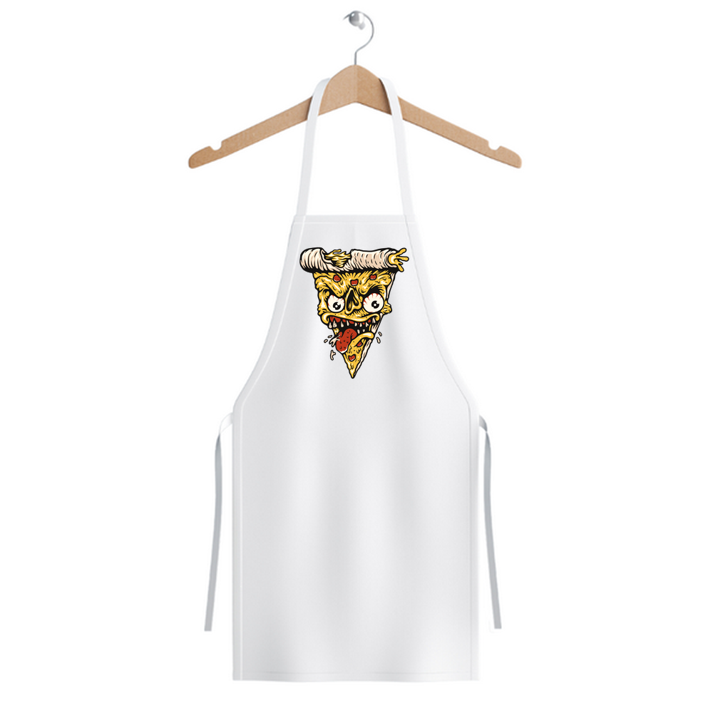 Korkunç Pizza Dilimi Yüz Baskılı Unisex Mutfak Önlüğü