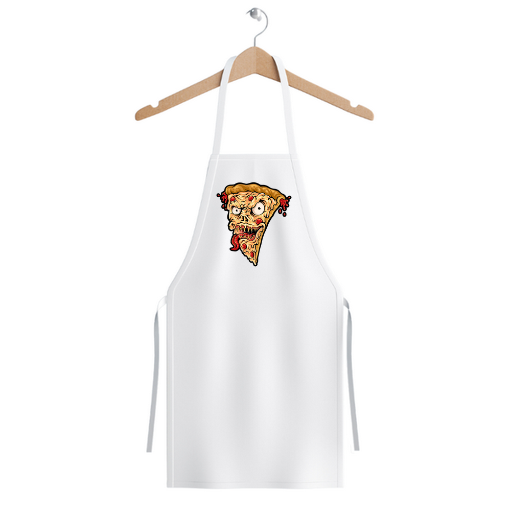 Şeytani Yüzlü Pizza Dilimi Baskılı Unisex Mutfak Önlüğü