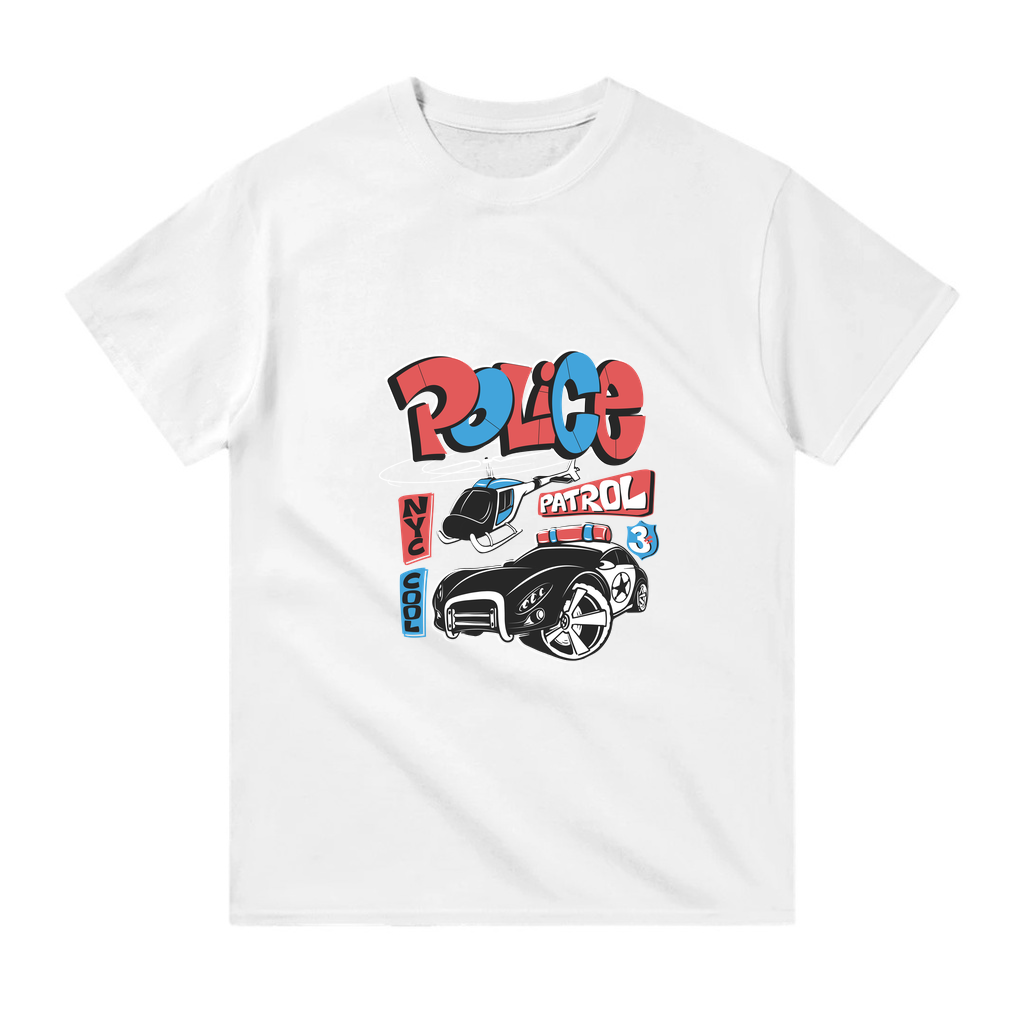 Polis Patrolu Retro Tasarımı Baskılı Çocuk Tişört