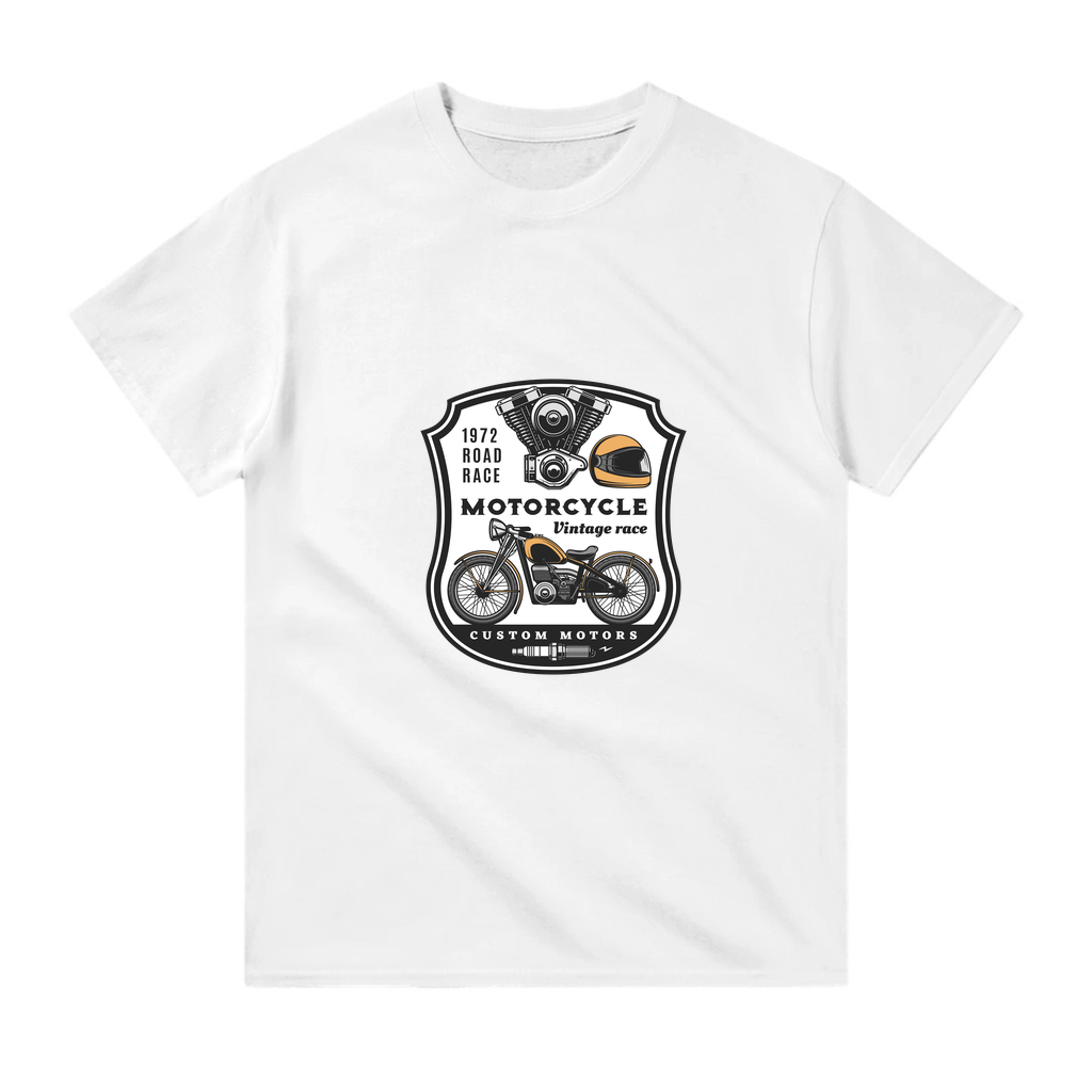 1972 Yol Yarışı Motorsiklet Baskılı Erkek Tişört
