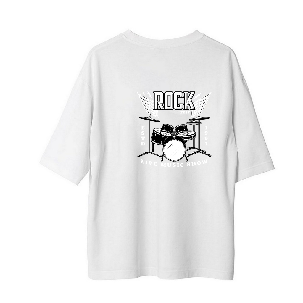 Rock Fest 1991 Canlı Müzik Baskılı Kadın Oversize Tişört