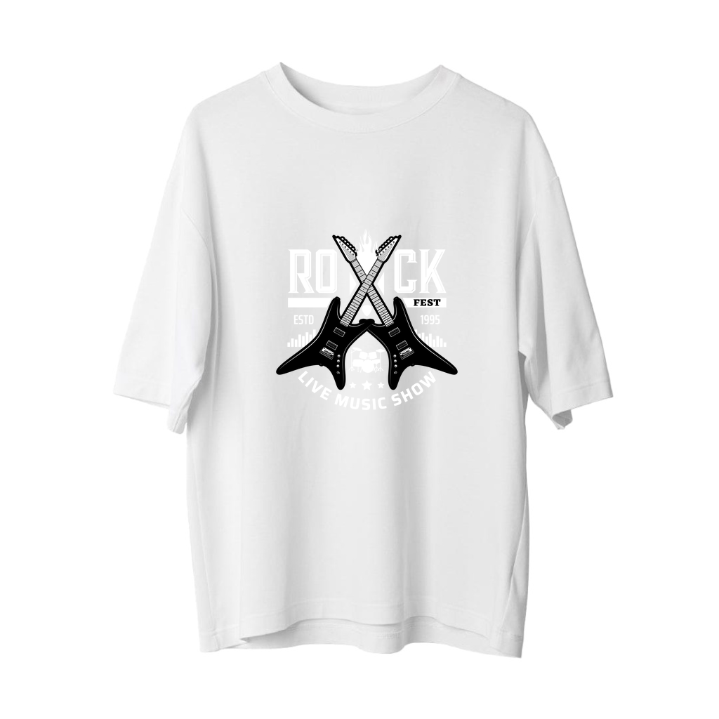 Rock Fest 1995 Müzik Gösterisi Baskılı Erkek Oversize Tişört