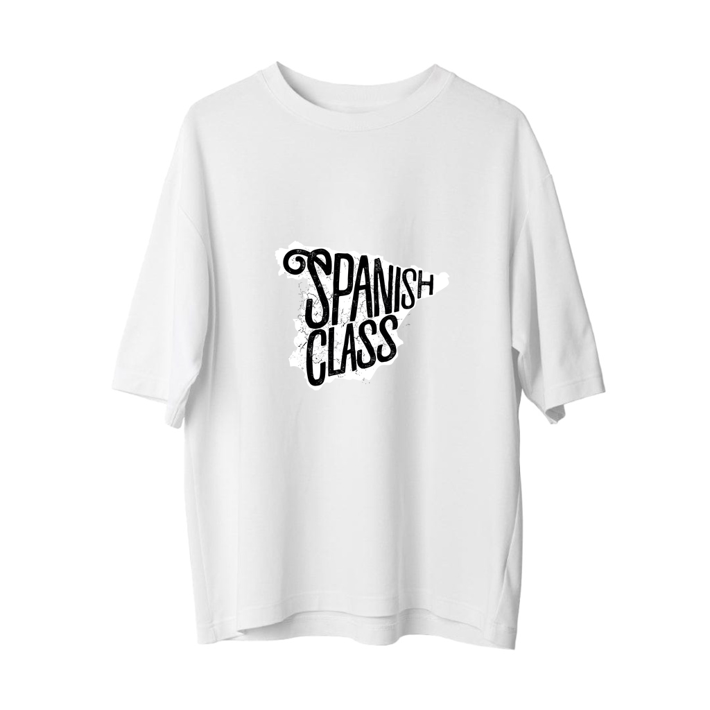 İspanyolca Dersı Retro Stili Baskılı Erkek Oversize Tişört
