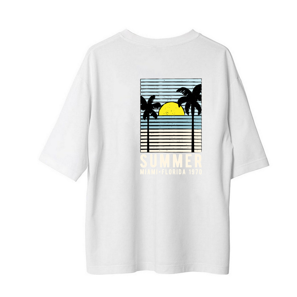Yaz Miami Florida 1970 Nostaljisi Baskılı Erkek Oversize Tişört