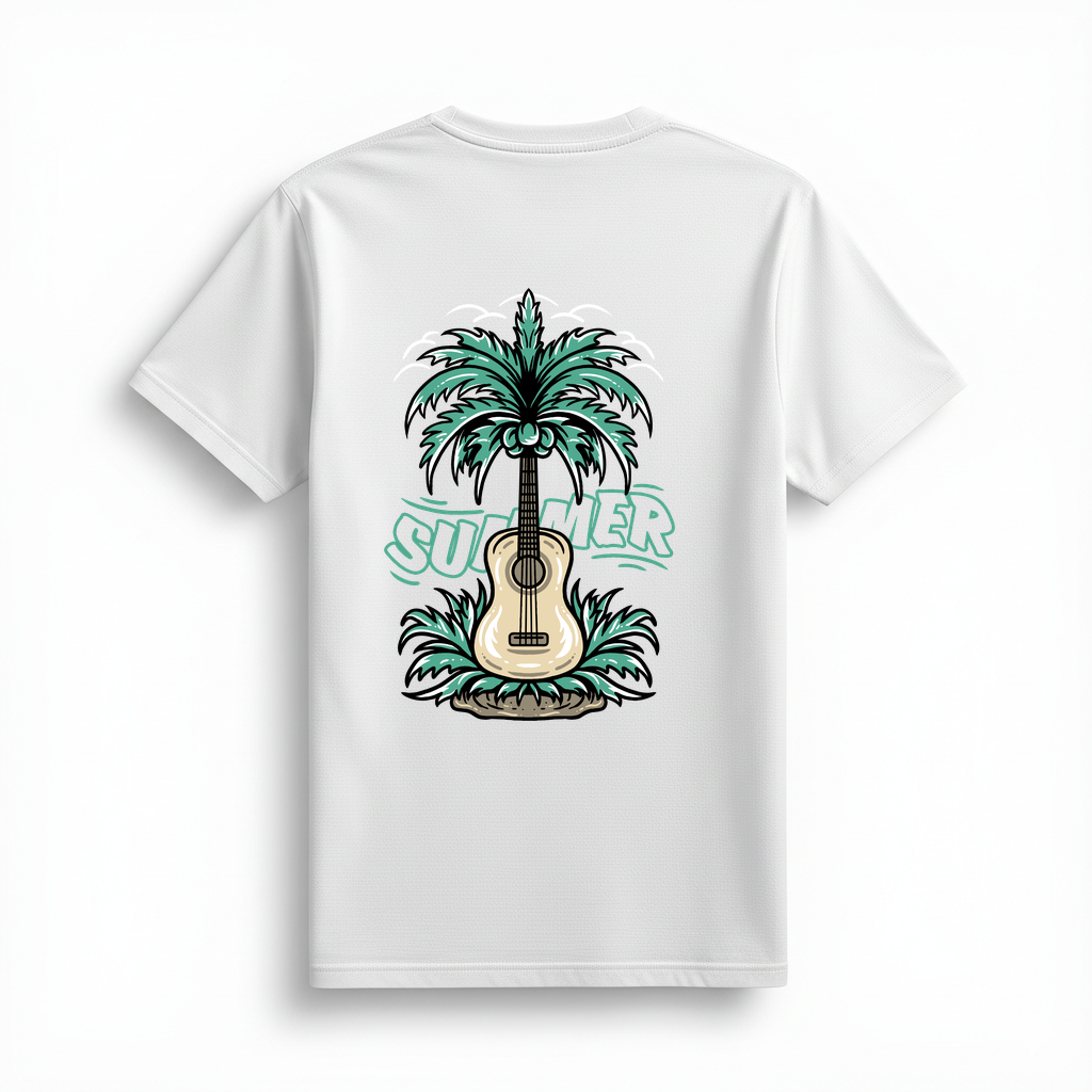 Yaz Müzik Retro Stilinde Baskılı Kadın Tişört