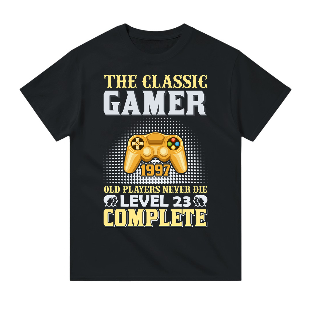 Klasik Gamer 1997 Level 23 Nostalji Baskılı Erkek Tişört