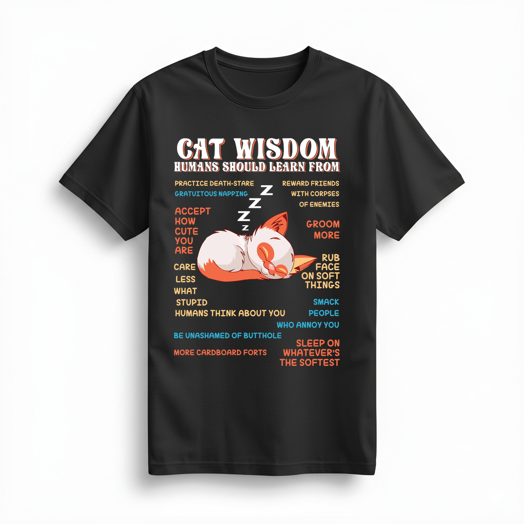 Kedi Bilgeliği Rehberi Baskılı Kadın Tişört