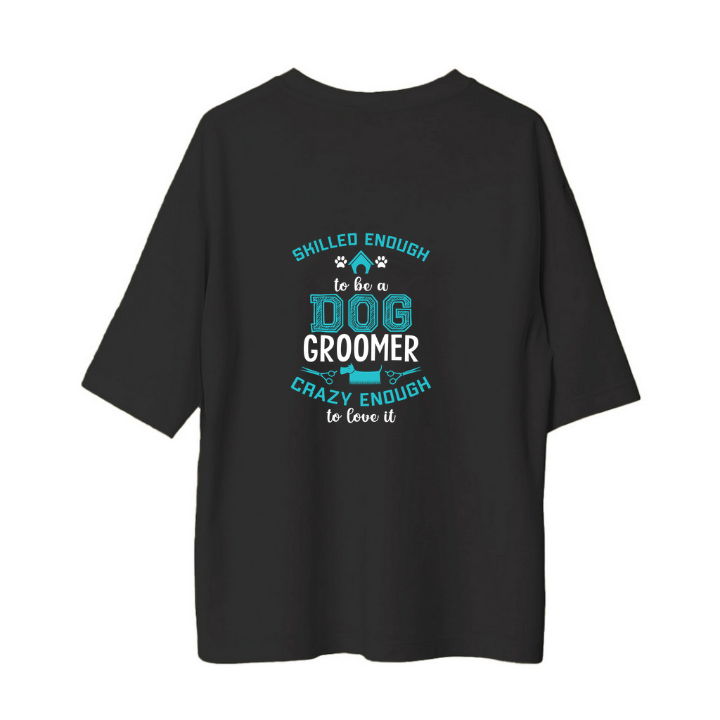 Köpek Grooming Tutkusu Baskılı Kadın Oversize Tişört
