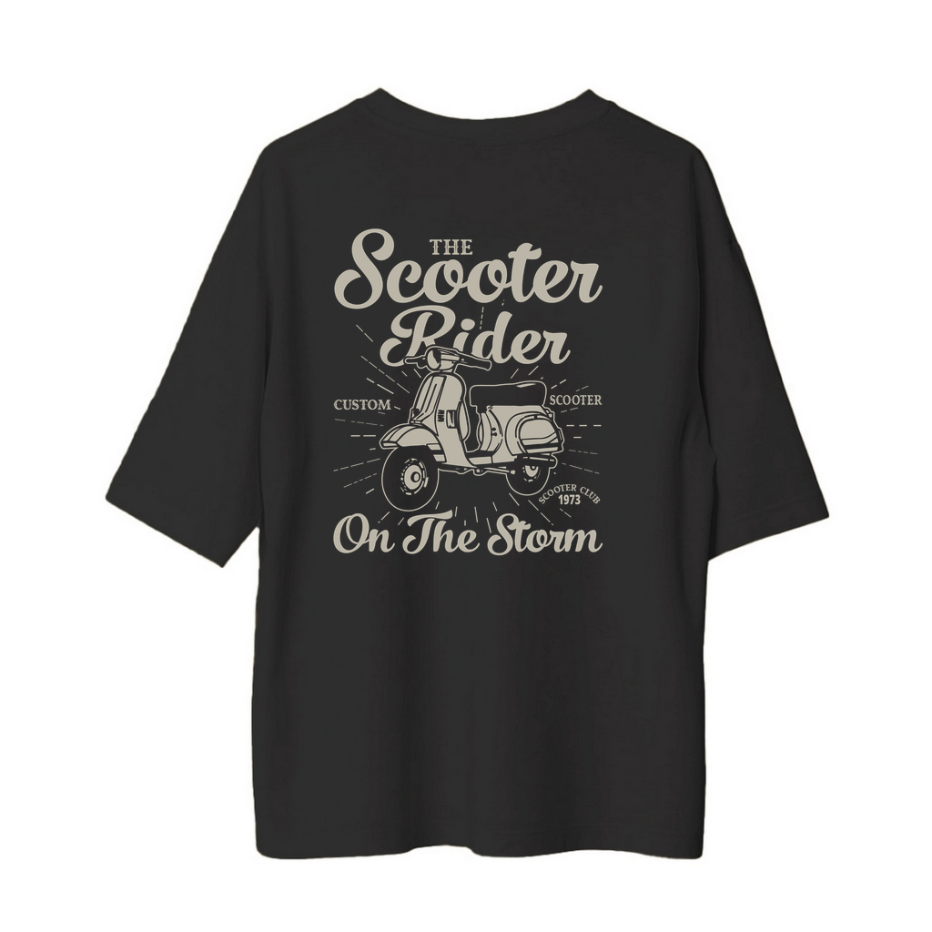 Scooter Rider Fırtına Ruhlu Baskılı Kadın Oversize Tişört
