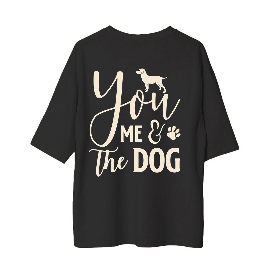 Sen Ben ve Köpek Baskılı Erkek Oversize Tişört