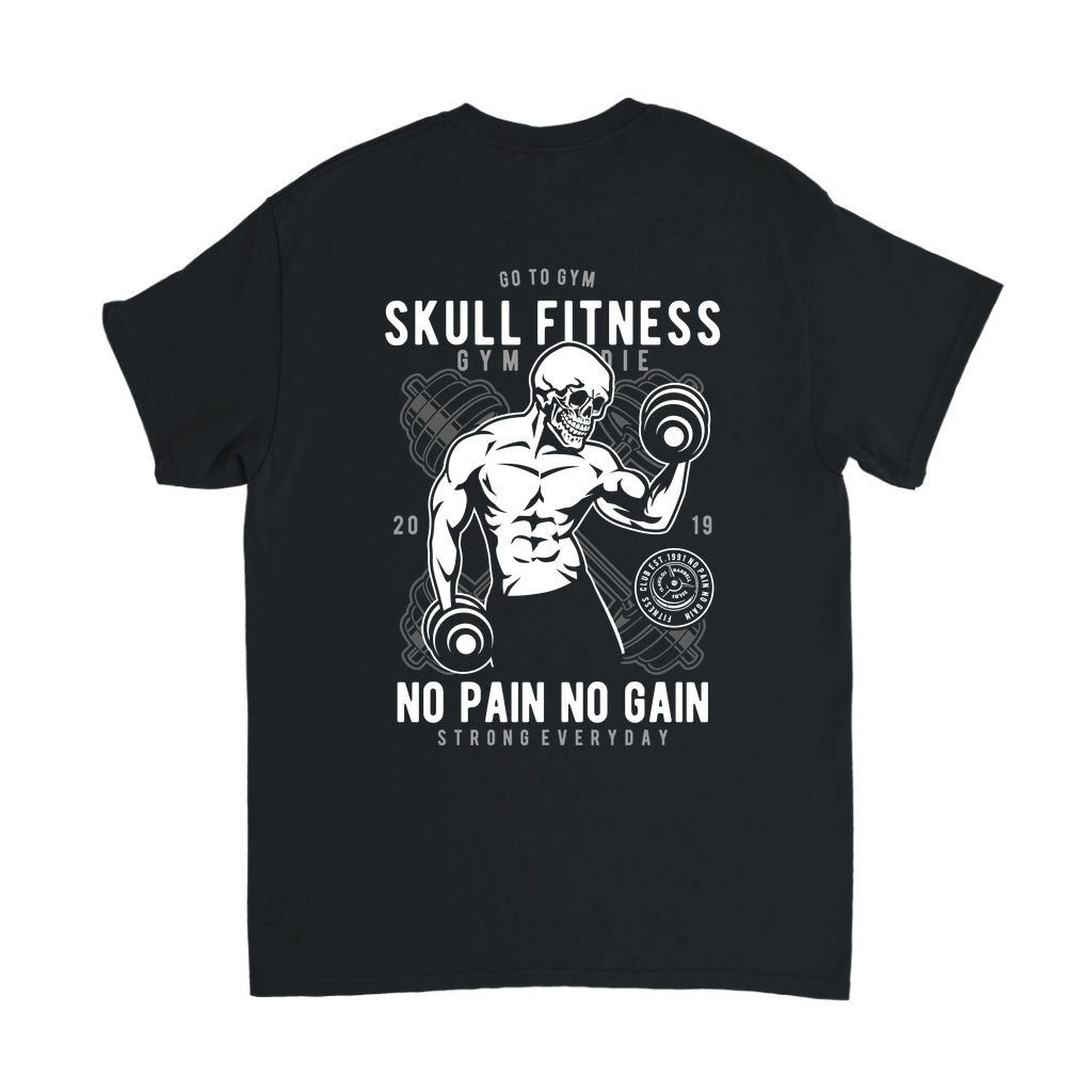 Fitness Kafatası Ağrısız Kazanış Baskılı Erkek Tişört