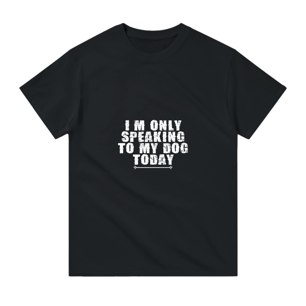 Sadece Köpek ile Konuşma Teması Baskılı Erkek Tişört