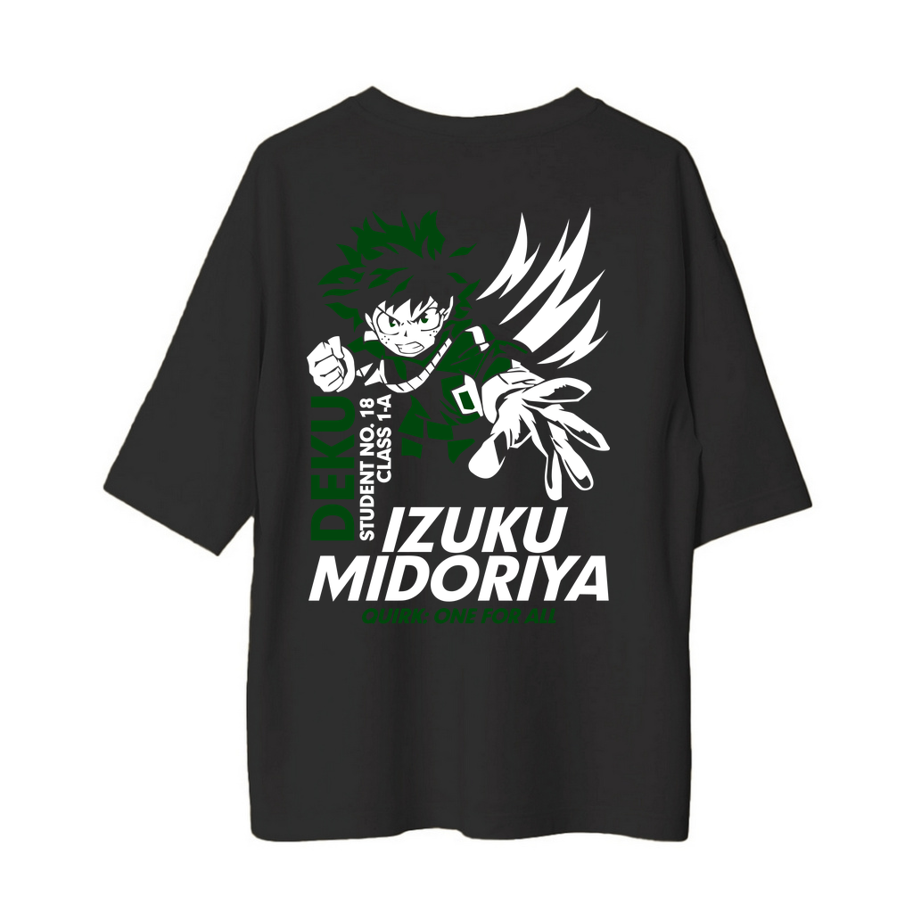 Deku Öğrenci No. 18 Animeli Baskılı Kadın Oversize Tişört