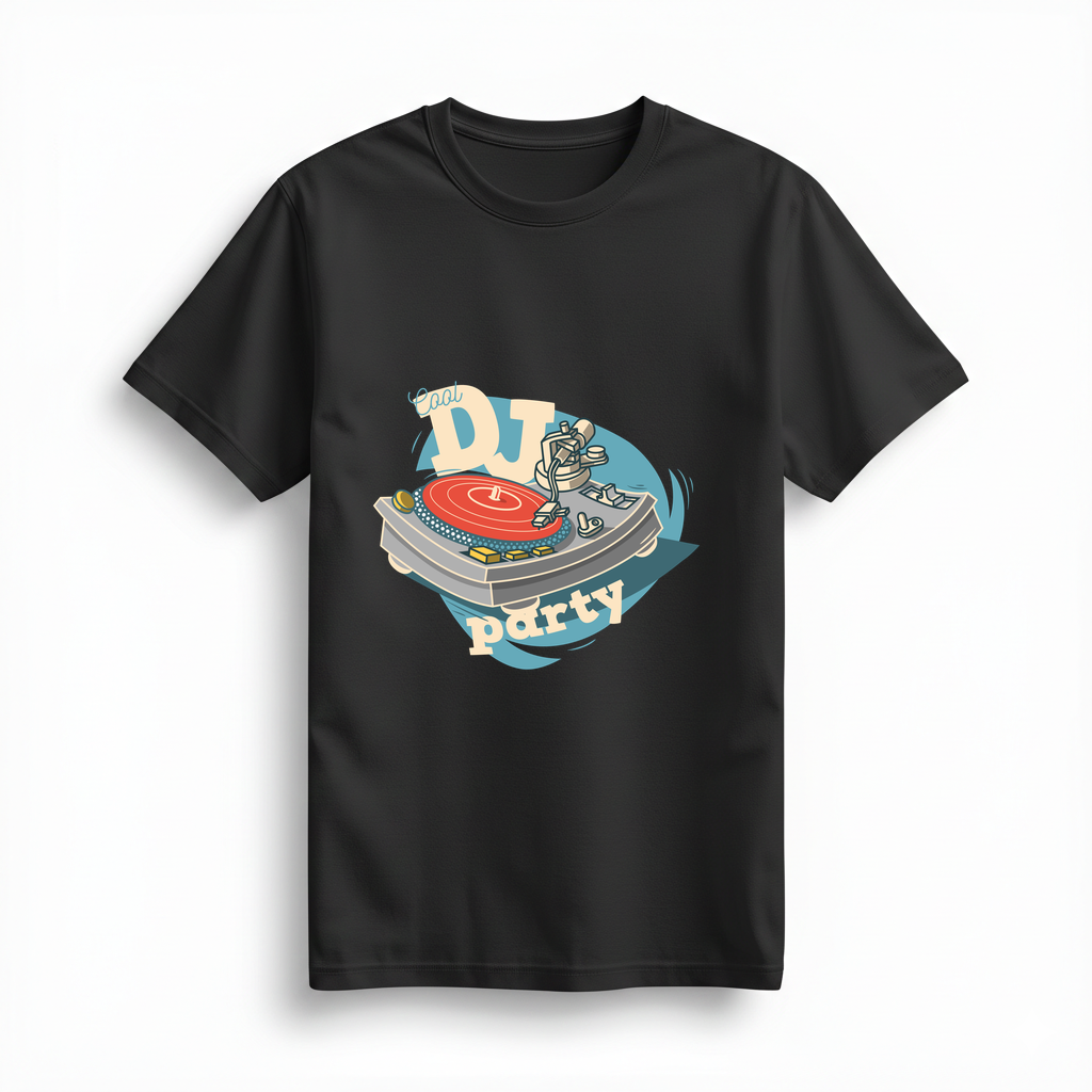 Cool DJ Party Retro Tarzı Baskılı Kadın Tişört
