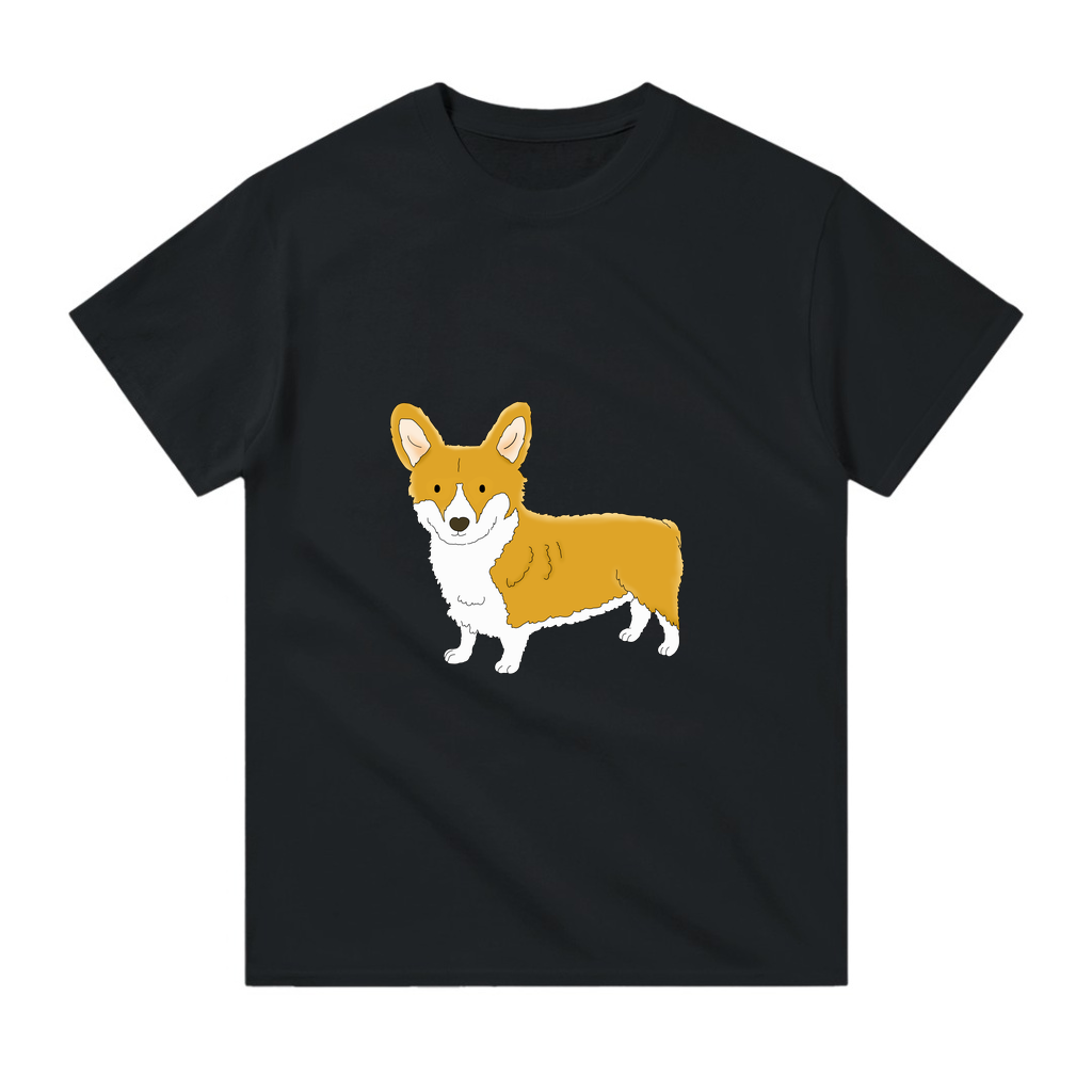Kalp Burunlu Tatlı Corgi Baskılı Çocuk Tişört