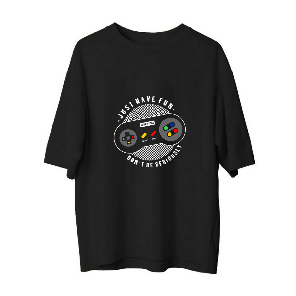 Eğlen, Cidiye Alınma - Gaming Nostalji Baskılı Kadın Oversize Tişört
