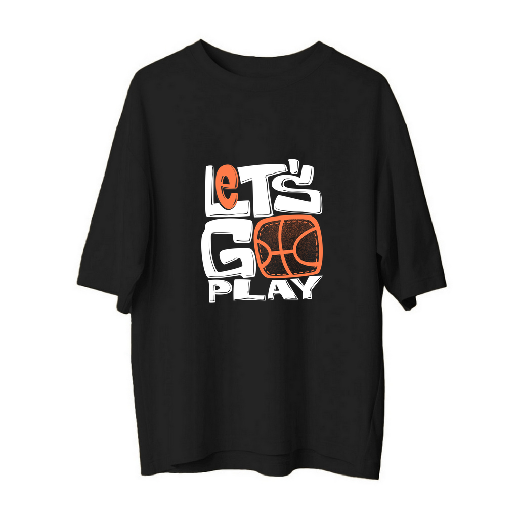 Hadi Oynayalım! Basketbol Çağrısı Baskılı Kadın Oversize Tişört