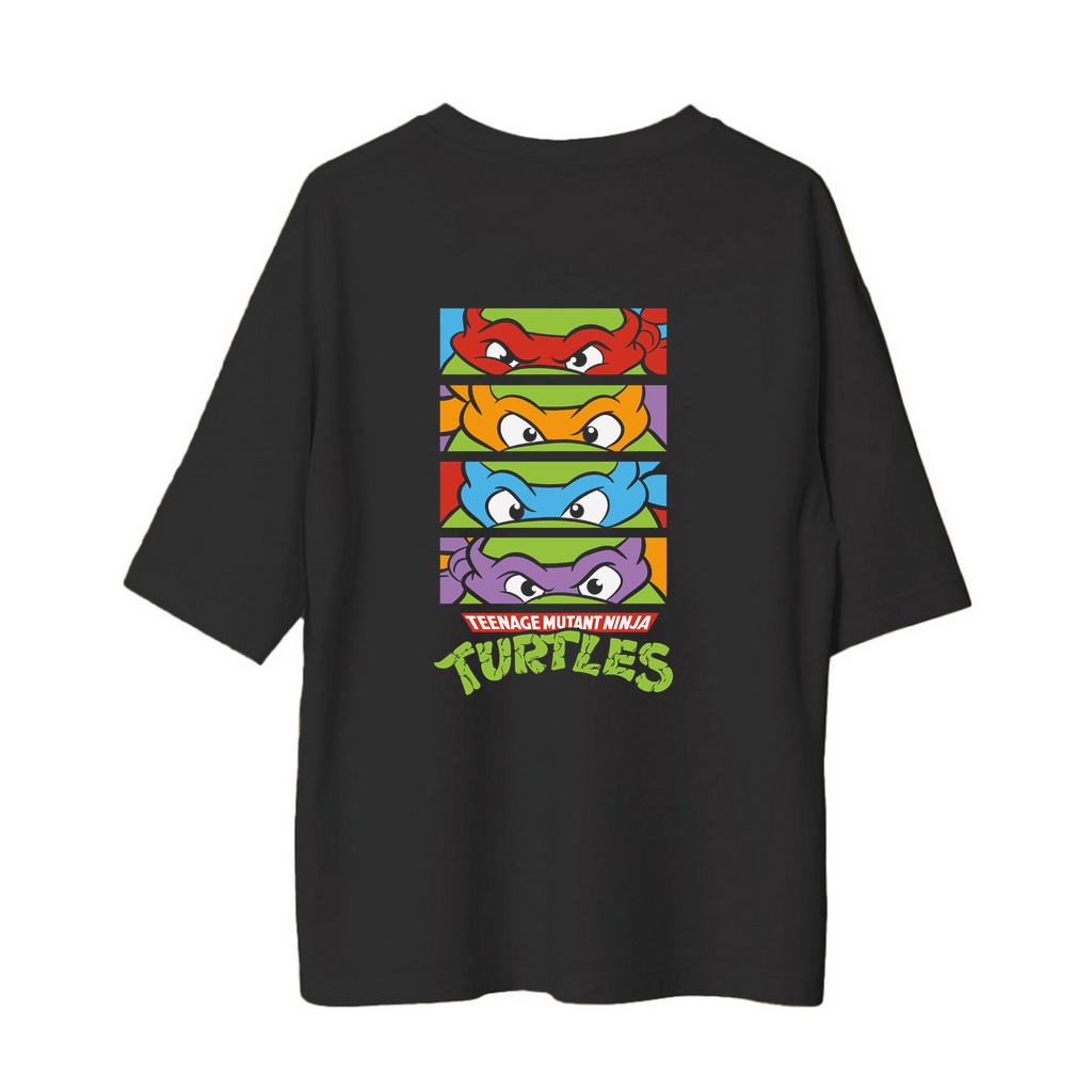 Klasik Ninja Takımı Retro Sahnesi Baskılı Erkek Oversize Tişört